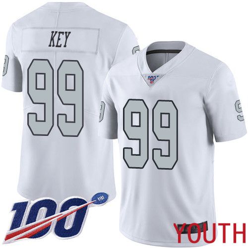 Oakland Raiders Limited White Youth Arden Key Jersey NFL Football #99 100th Season Rush Vapor Untouchable Jersey